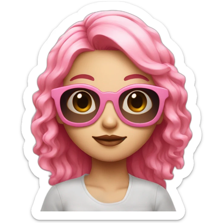 Taiwanese girl with pink hair and wearing raybon sunglasses sticker