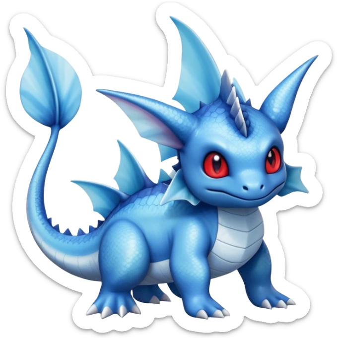 Edgy cool Lapras-Vaporeon-hybrid full body, four legs, red eyes,  sticker