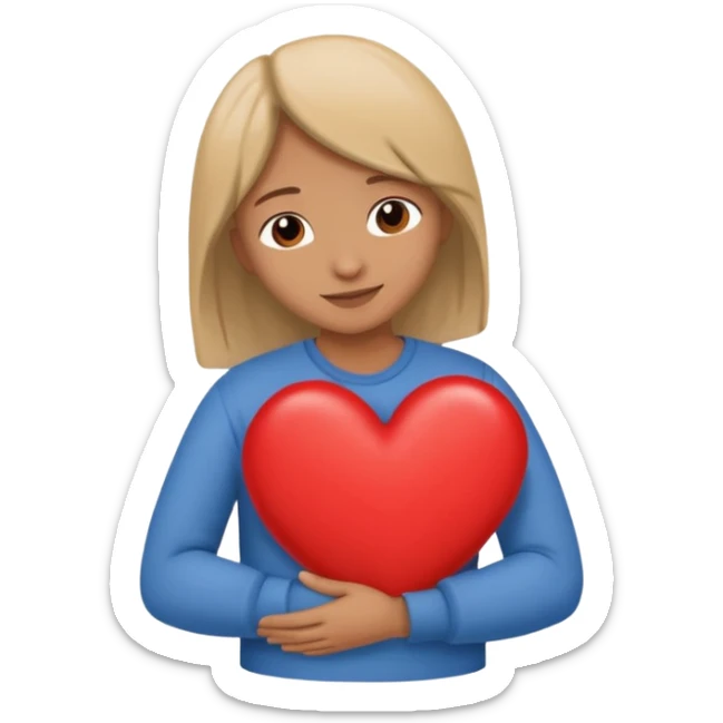 make an emoji of hugging a heart, one person. it's supposed to show a level of gratitude sticker