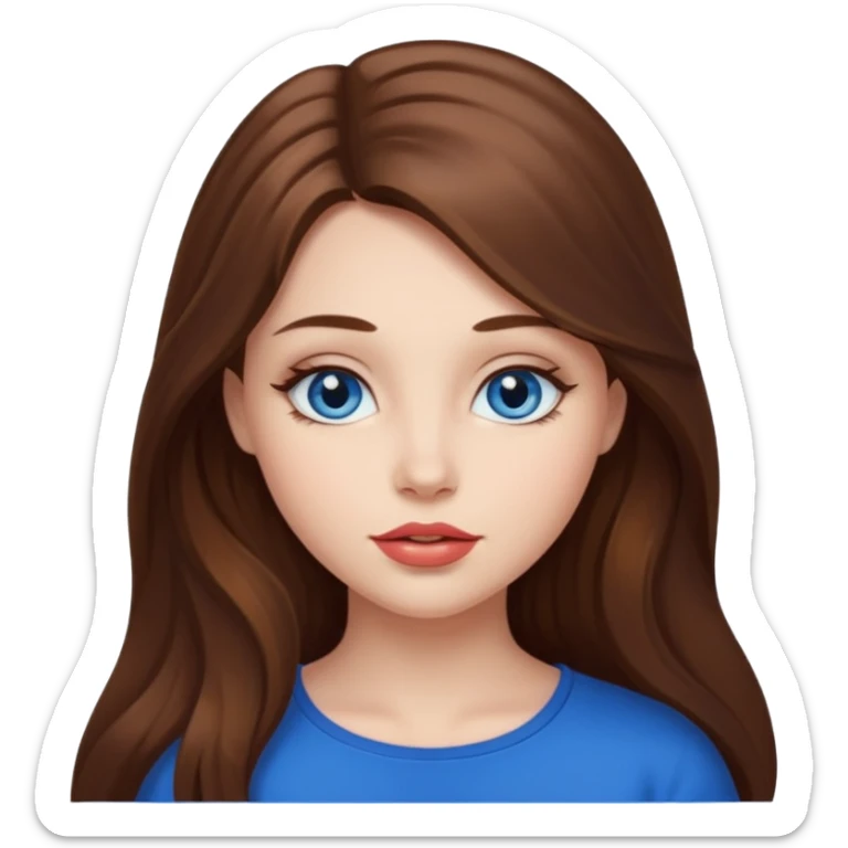 Beautiful girl with long hair, blue eyes  and plump lips  sticker