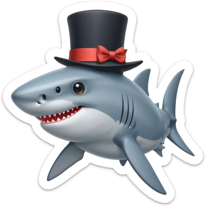 Shark with a top hat sticker