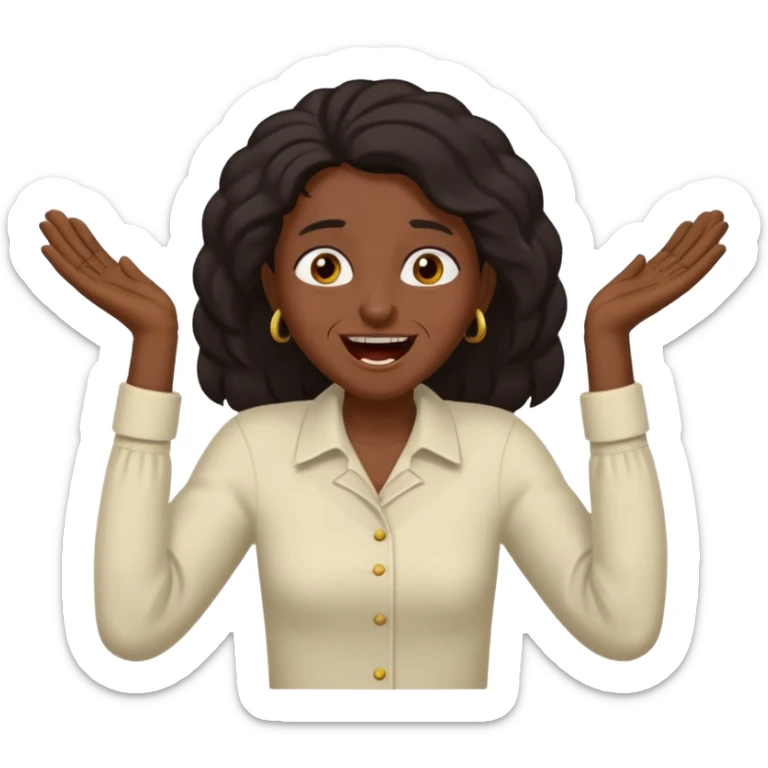 Baiza Ethiopian, dark hair Oldest but immature, no filter, funny Pose: laughing wildly, arms flailing sticker