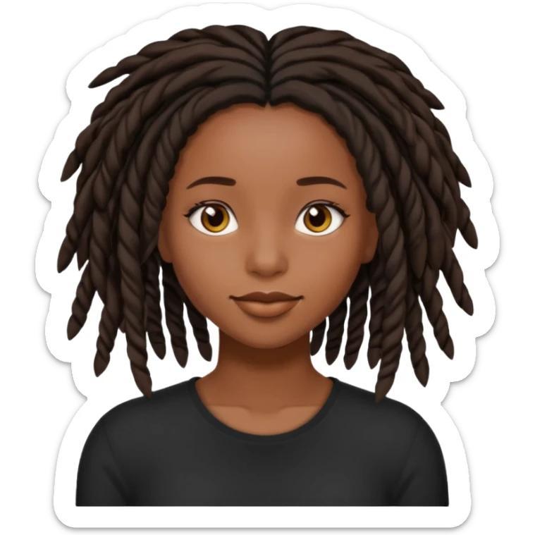 a pretty black girl with black shoulder lengh locs sticker