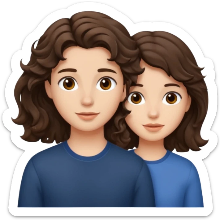 brunette girl with wavy hair with boyfriend short brown wavy hair  sticker