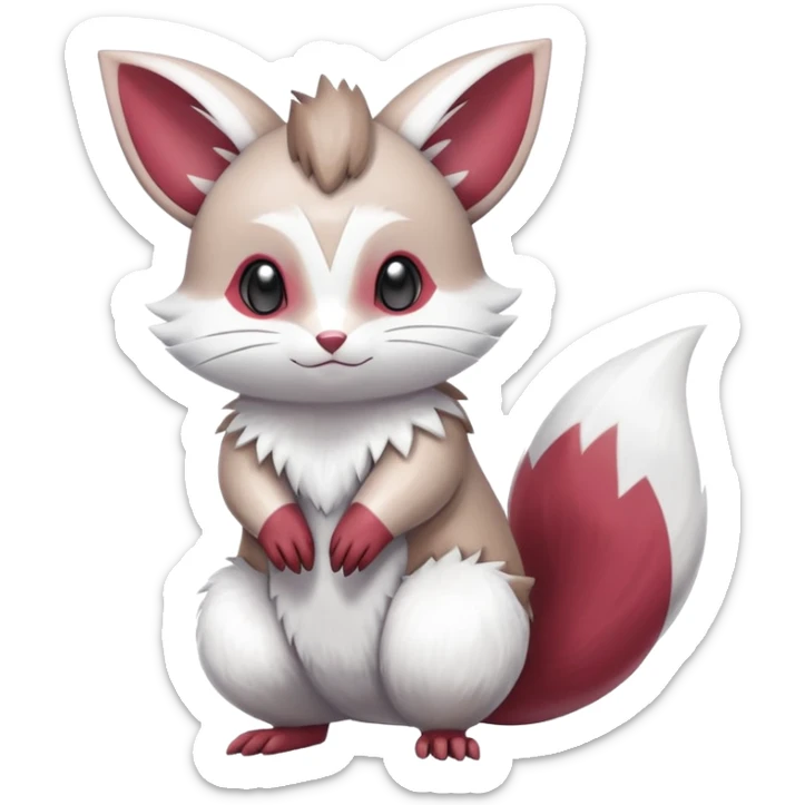 Shiny Silvery Furret-Minccino-Zangoose-Emilia-Hybrid (Full body) sticker