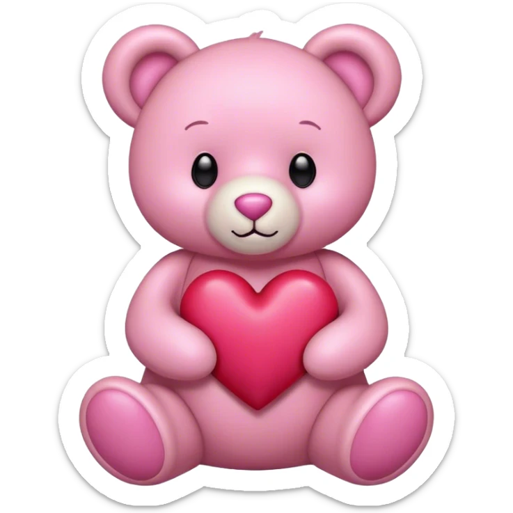 Mayo teddy bear Pink heart  sticker