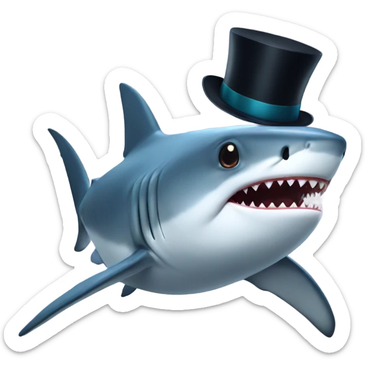 Shark with a top hat sticker