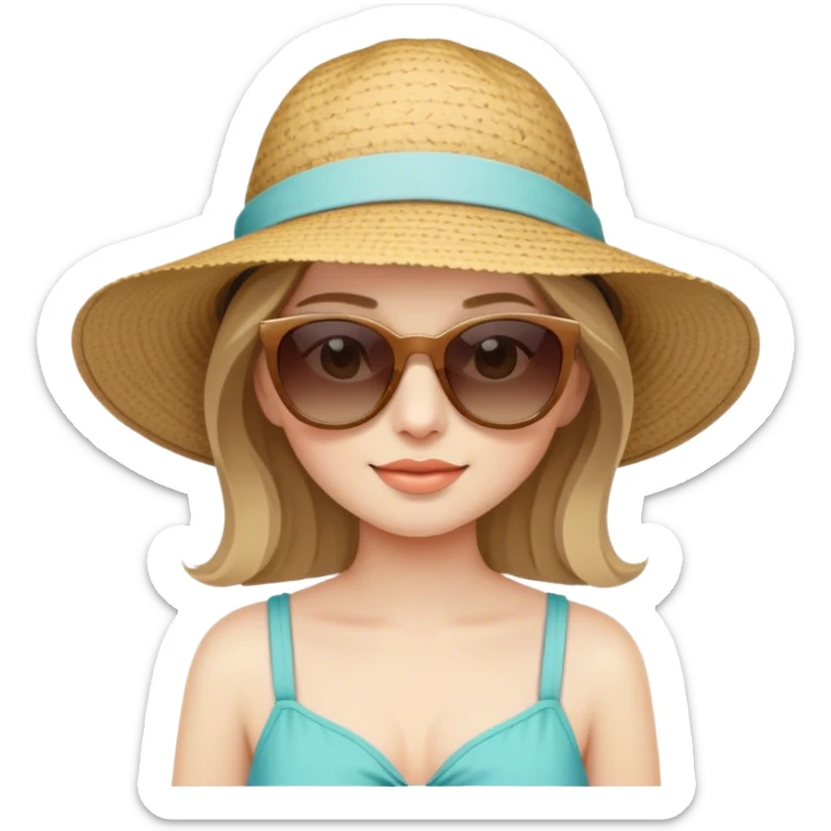 Pale skin girl with dark blonde hair on vacation sticker