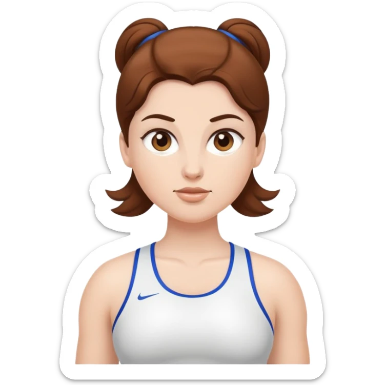 athlete with white skin and curvy brown hair sticker