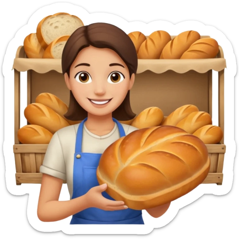 Shopper with bread loaf,Farmers’ Market, background bakery shop, market. sticker