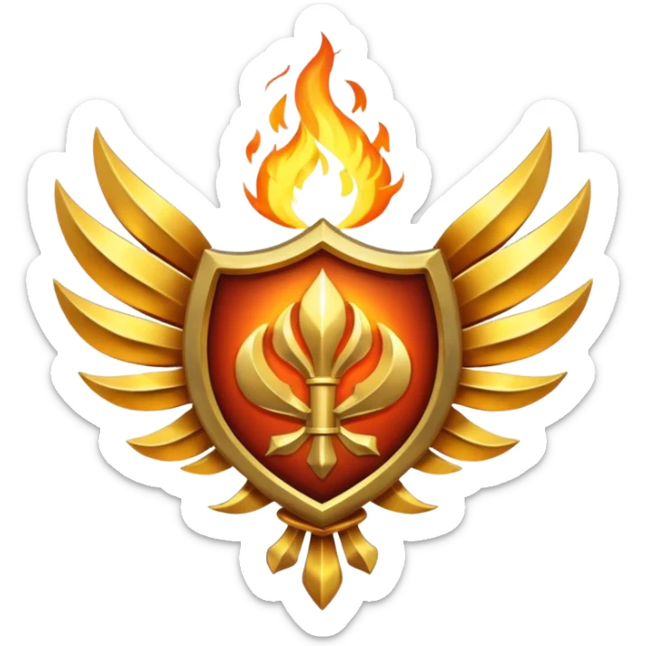 Simple minimalist Golden fiery crest symbol sticker