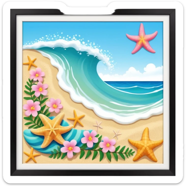 Conchiglie mare cocco onde stella marina fiori estivi tartarughe  sticker