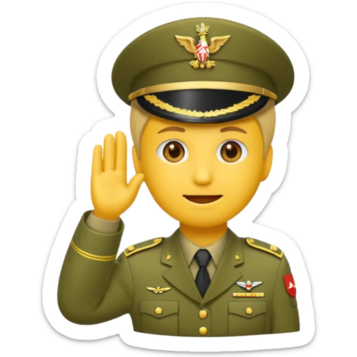 Eine salutierenden Emoji (Hautfarbe: gelb ) in Armee Klamotten männlich salutierend sticker