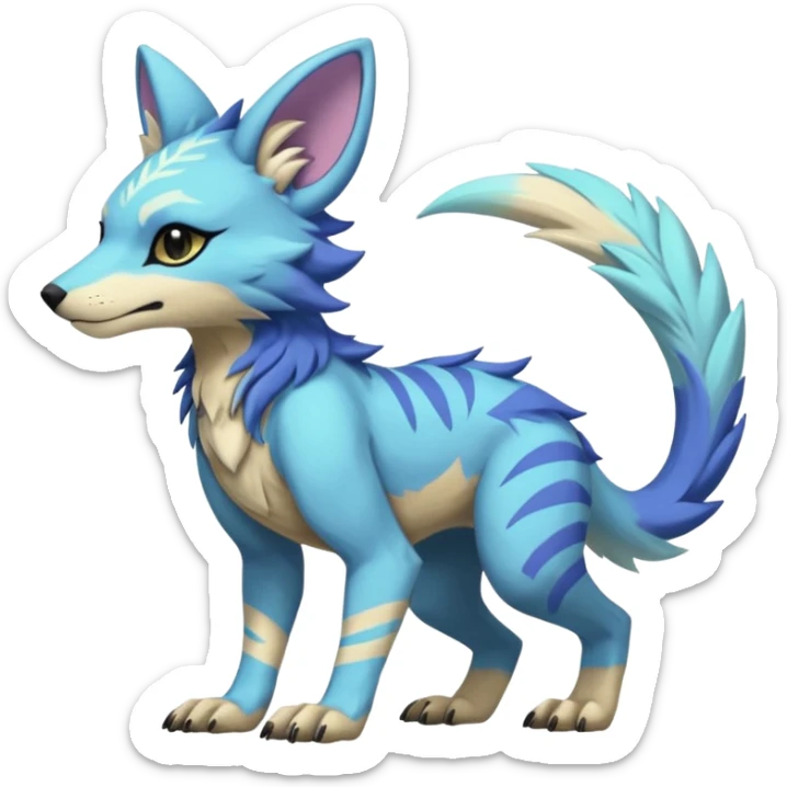 Edgy shiny exotic colorful smooth soft pastel modern anthro furry vernid-trico-Protogen-Primagen-WereGarurumon-hybrid by Falvie, LiLaiRa, AngieWolf sticker