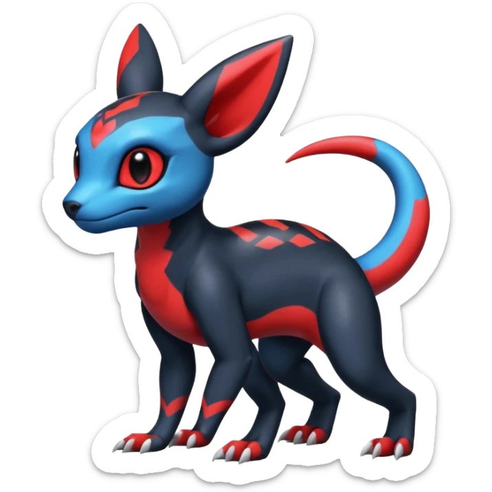 Cute Exotic Colorful Guilmon-Salandit-Umbreon-Fakémon-hybrid-creature (full body)  sticker