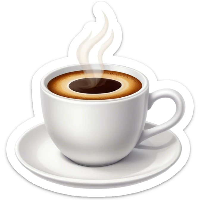 Cinematic Realistic Turkish Coffee Drink Emoji, depicted as a small cup of strong, aromatic coffee with thick foam rendered with detailed textures and warm, inviting lighting. sticker