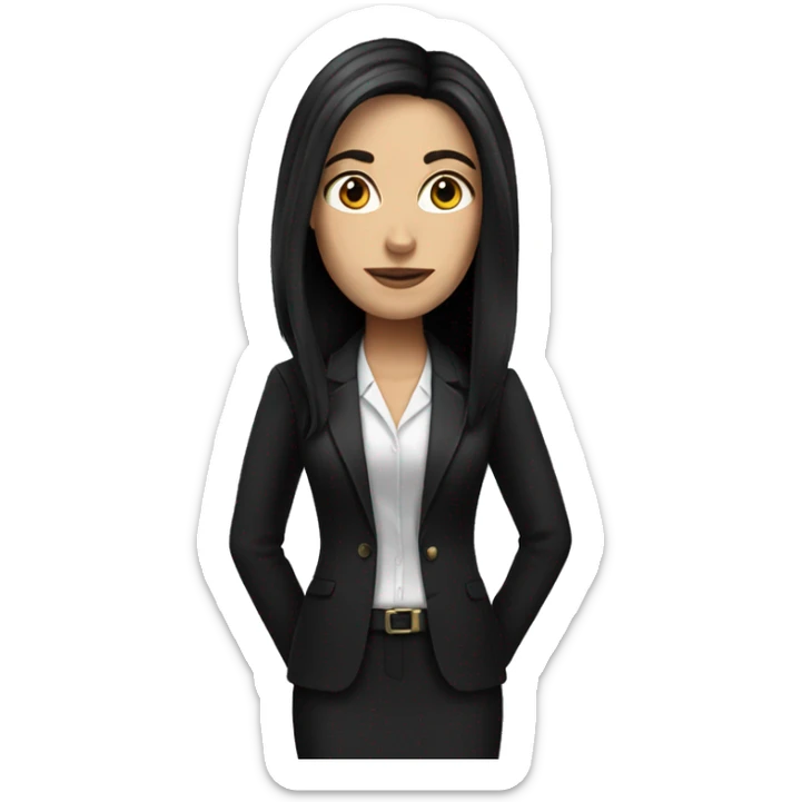white woman with black long hair with lawyer clothes  sticker