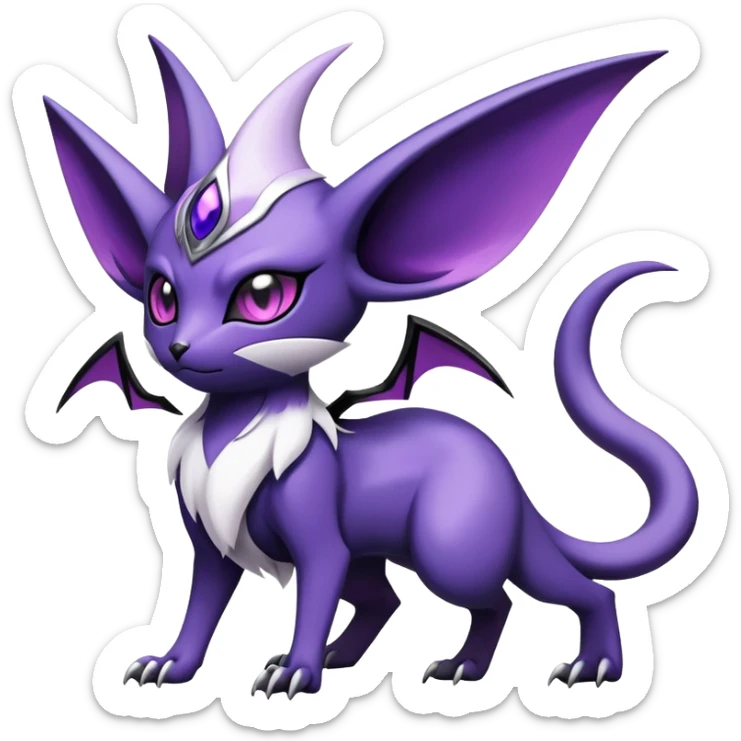 Shiny Exotic Badass Mysterious Gothic Noibat-Espeon-Absol-Pokémon-Fakémon-hybrid-creature (full body) sticker