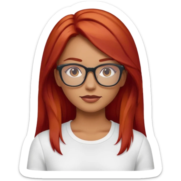 Crespa peli roja tono fuerte , trigueña , con lentes y top blanco pelo largo  sticker