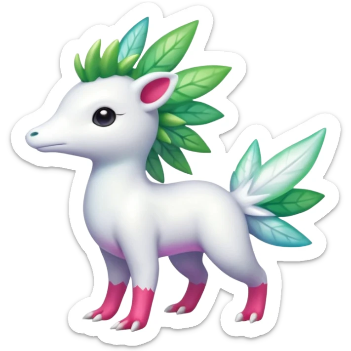 Shiny Iridescent Helioptile-Amaura-Shaymin-Fakémon-hybrid-creature (full body)  sticker