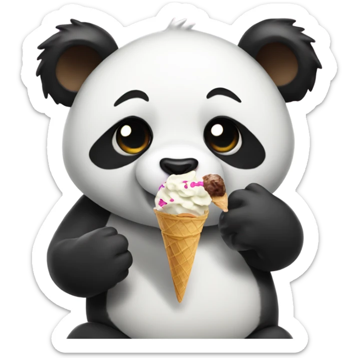 Panda eating ice cream sticker