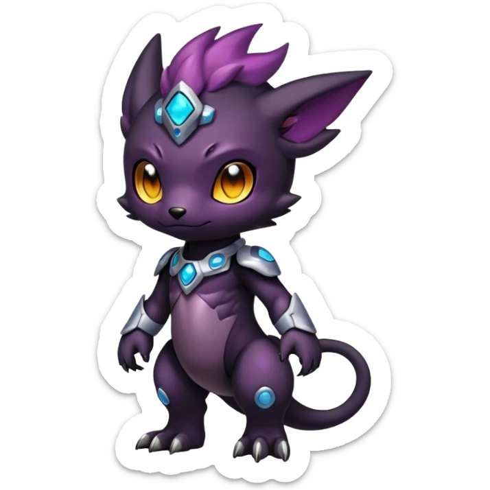 Cute cool colorful dark nebula Digimon-animal-hybrid full body sticker
