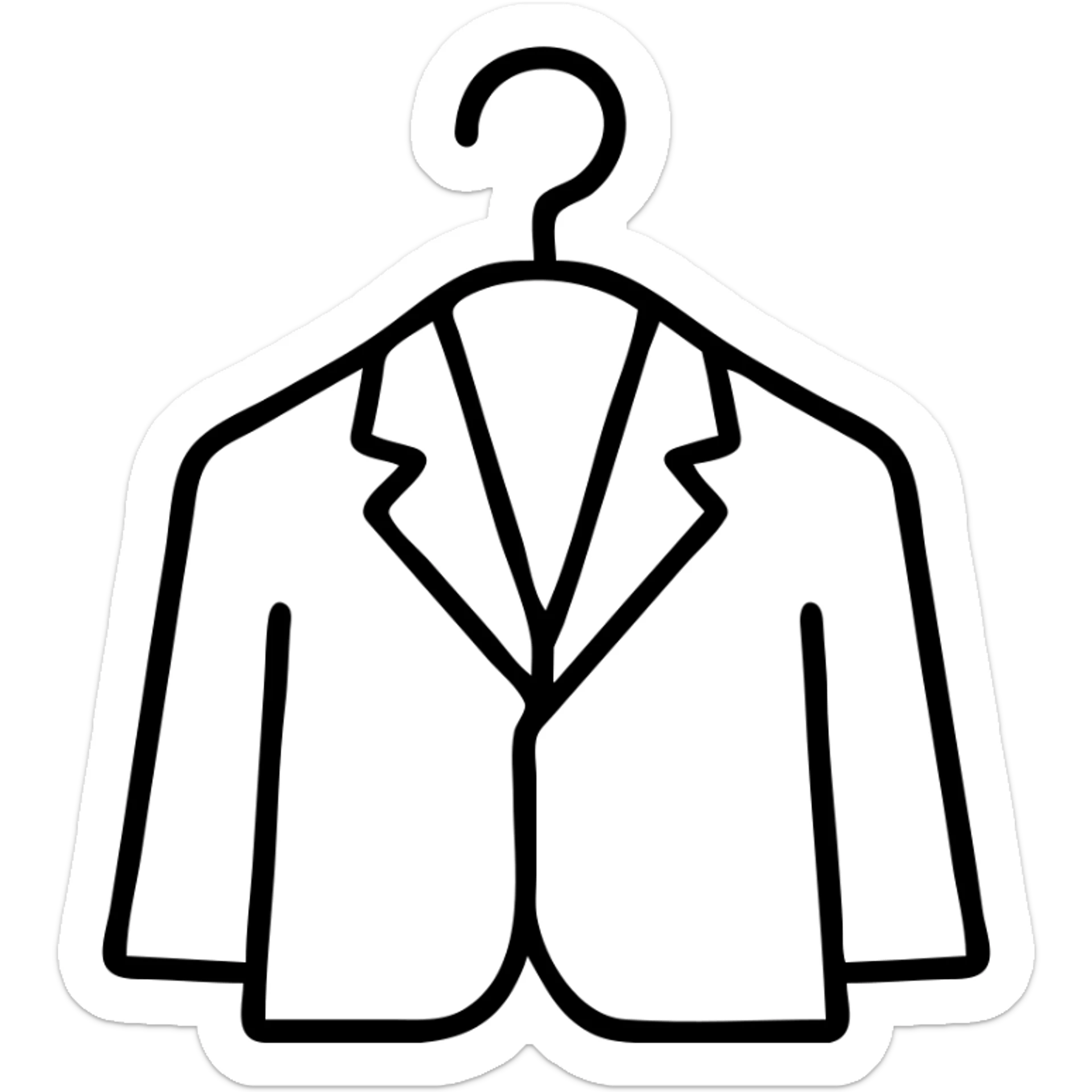 Minimalist clothes hanger icon with a blazer or collared shirt – symbol of professional outfits and style planning sticker