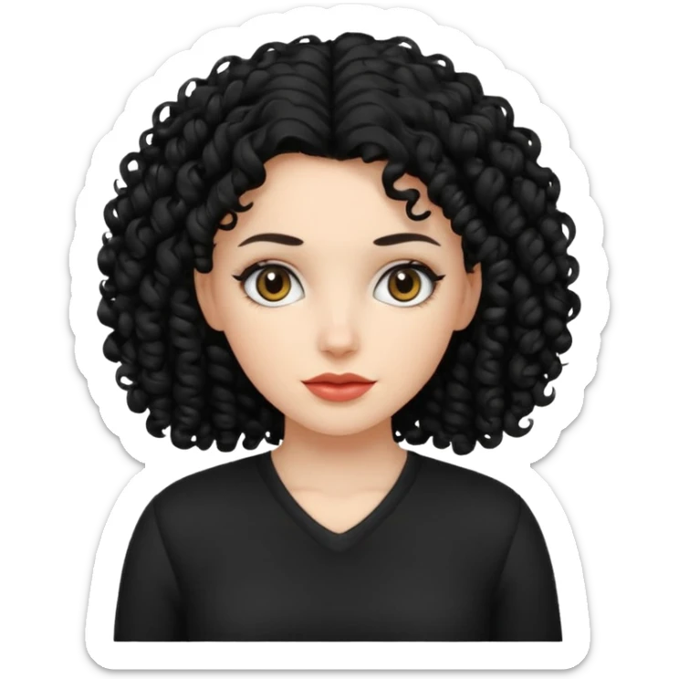 white women with black curly hair black clothes sticker