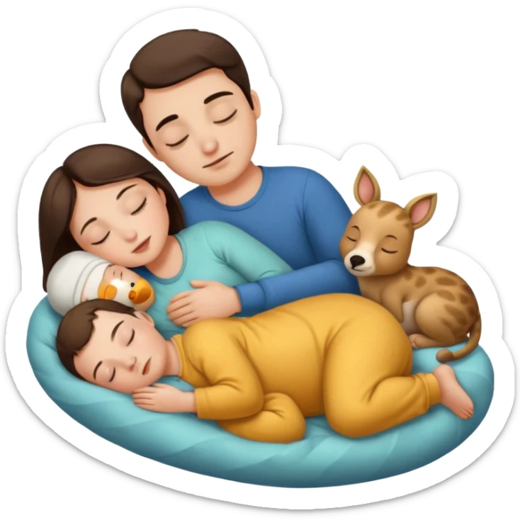 Femme Marie, homme Joseph, et le petit bébé Jesus, et les animaux font tous dodo sticker