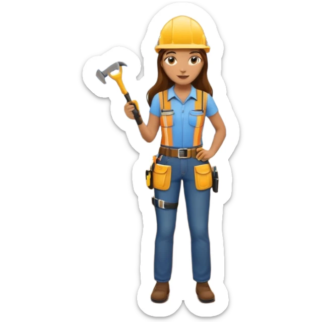beautiful girl with long brown hair constructing new lounge room area with tv and couch sticker