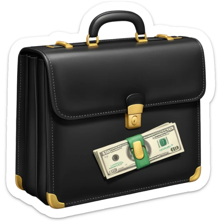 maletin cerrado que se le escapan un par de billetes por los costados sticker