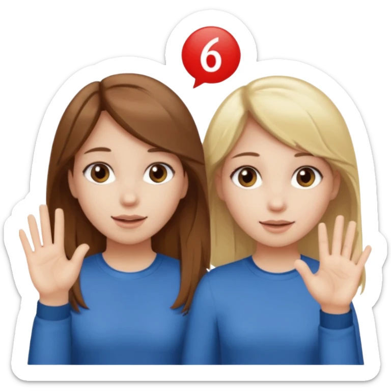 Two girls saying six seven one with brown hair. And doing hand movements  white skin six seven SAYING SIX SEVEN ONE WITH BLOND HAIR  sticker