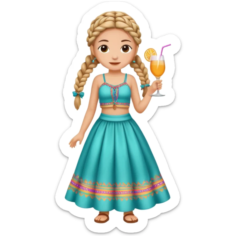 una chica con trenzas en un chiringuito de fiesta la chica muy delgada sticker