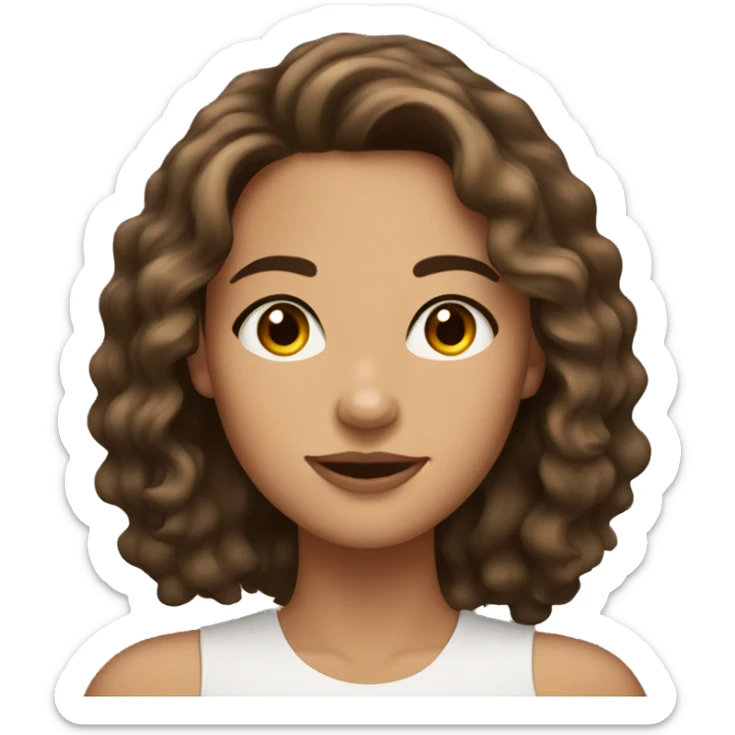 Pretty tan woman with brown wavy hair and dark brown eyes and long lashes sticker