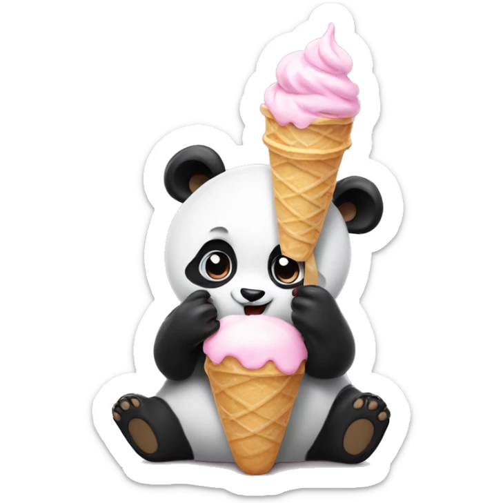 Panda eating ice cream sticker