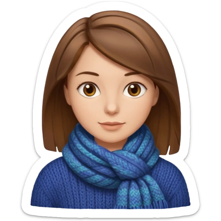  Woman with brown bobbed  hair and highlights light brown eyes no glasses Knitting emoji sticker