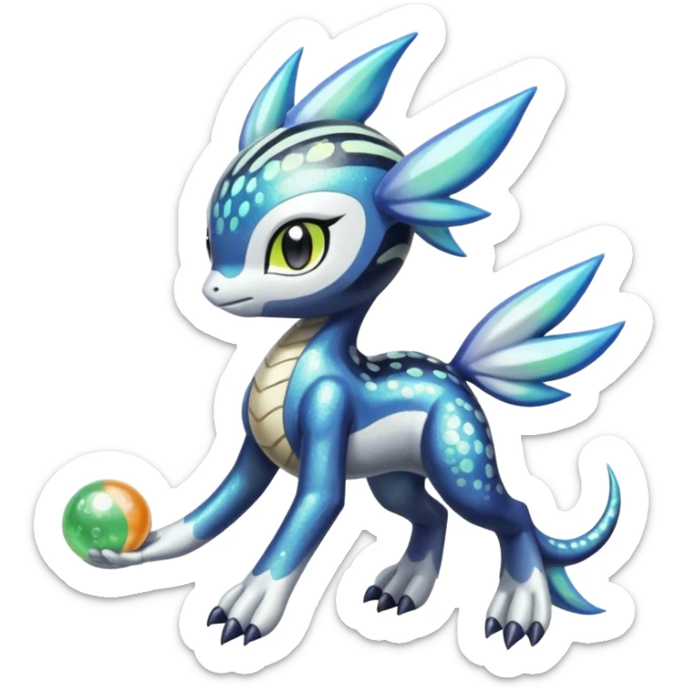 Shiny Bubbly Scaly Colorful Spotted Striped Colorful-Fruity-Splash-marked Meloetta-Kyurem-Dialga-Suicune-Pteromon-hybrid sticker