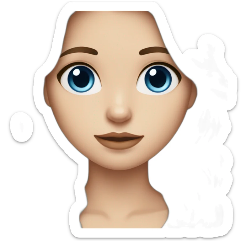 white girl with long dark brown wavy hair, middle parted hair, blue eyes, and high cheekbones sticker