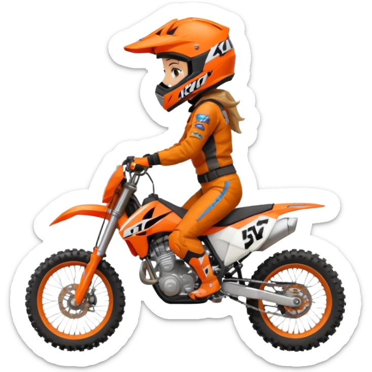 Motocross ktm orange dirt bike with 5”1’ girl on it sticker