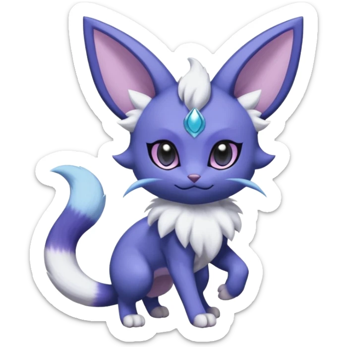 Espeon-Purrloin-Meowstic-Fakémon-hybrid-creature (full body)  sticker