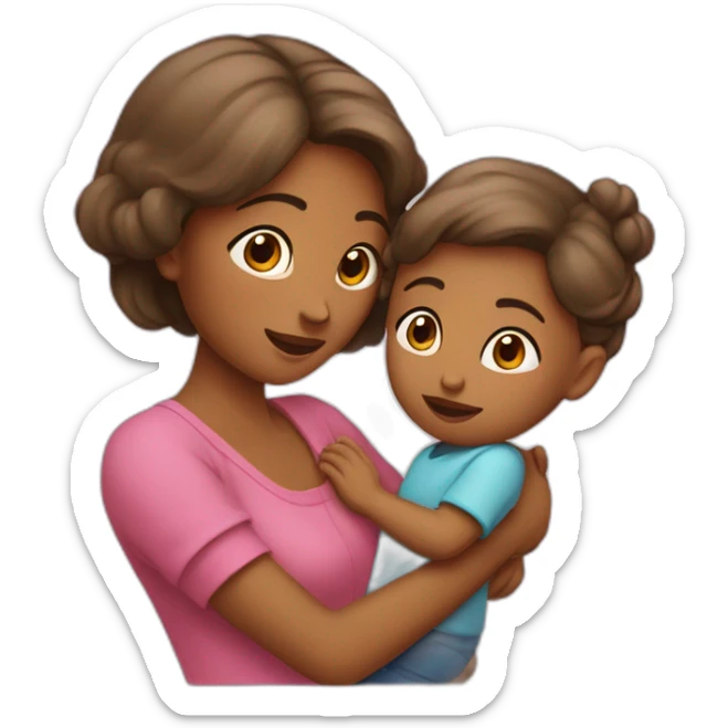 Maman qui fait un câlin à sa fille sticker