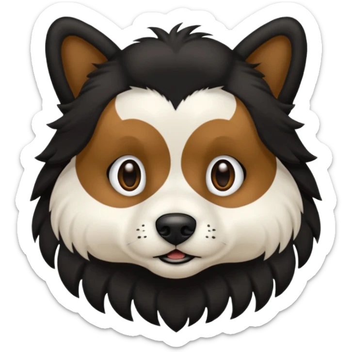 haz un perro negro con las patas y el ozico blancos toques marrones mucho pelo y ojos marrones menos marron menos pelo sticker