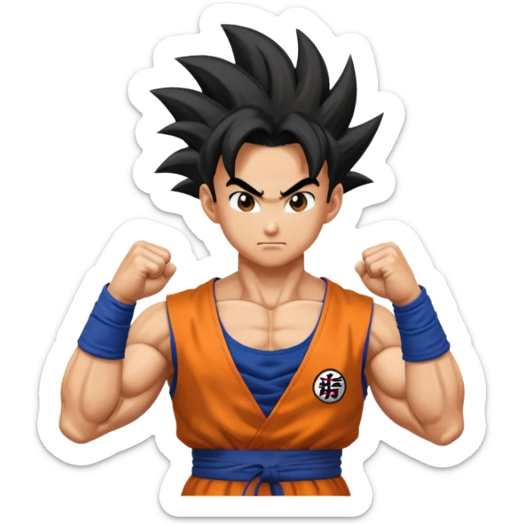 dragon ball gohan with his two fingers and arms facing right to fusion with trunks  sticker