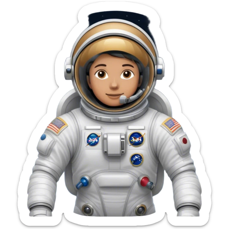 👨‍🚀 Cinematic Realistic Astronaut – A highly detailed depiction of an astronaut in a state-of-the-art space suit, floating weightlessly in the vast expanse of space. The reflective visor captures the distant Earth, while intricate suit details and soft lighting create an immersive sense of realism. sticker