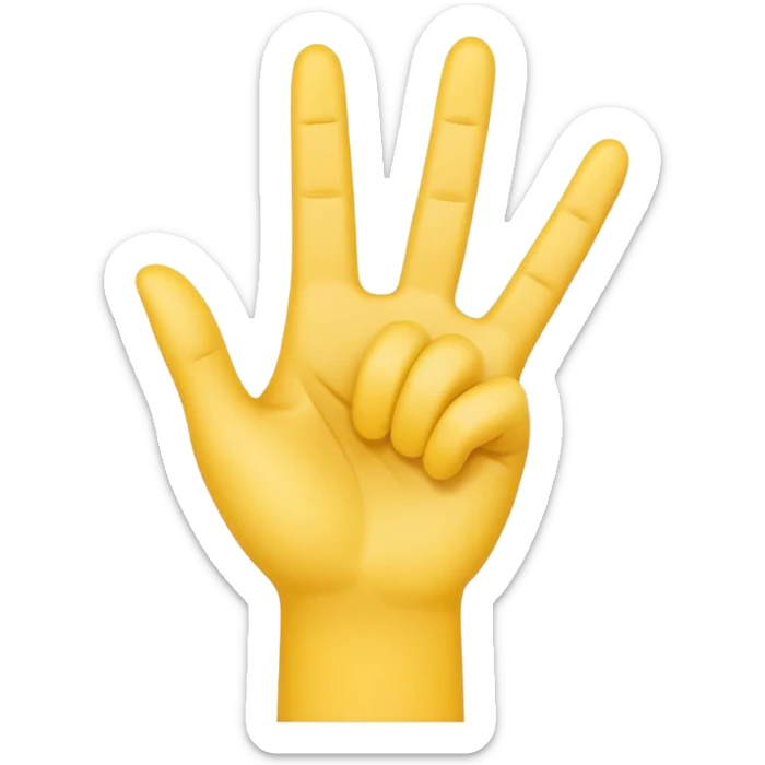 raised hand (stop gesture) but one finger up four finger down) yellow emoji style  sticker