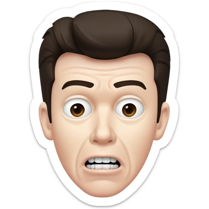 Very Wide Rick Astley with a kinda worried face but his upper teeth are sticking out and he is very white and you could barely see parts of him sticker