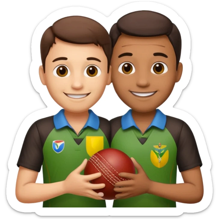 emoji of a father and son holding hands with a cricket ball, inspired by the movie Jersey sticker
