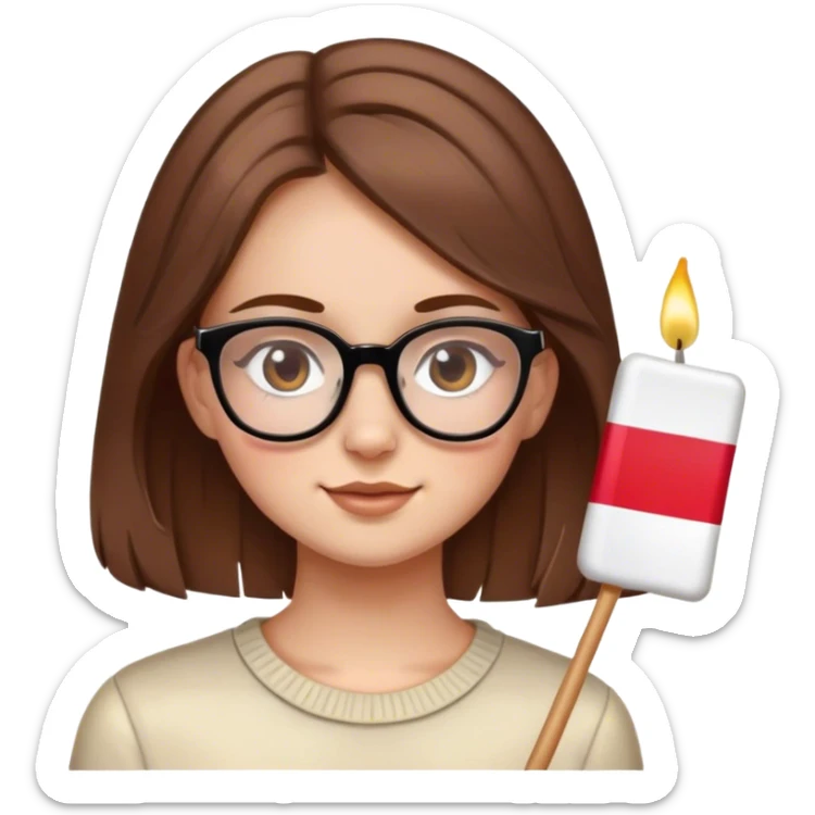 A Polish girl with brown hair and glasses celebrates her 16th birthday sticker