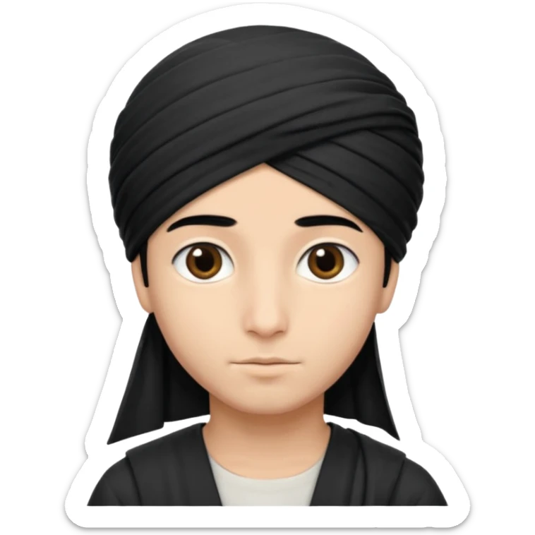 Emoji de un chico con turbante árabe que el chico sea de color piel clara y que tenga cabello negro y de fondo blanco sticker
