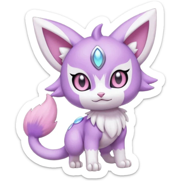 Smooth Soft Dark Pastel Meloetta-Purrloin-Gatomon-Noibat-Pokémon-Digimon-Fakémon-fusion-hybrid-creature sticker